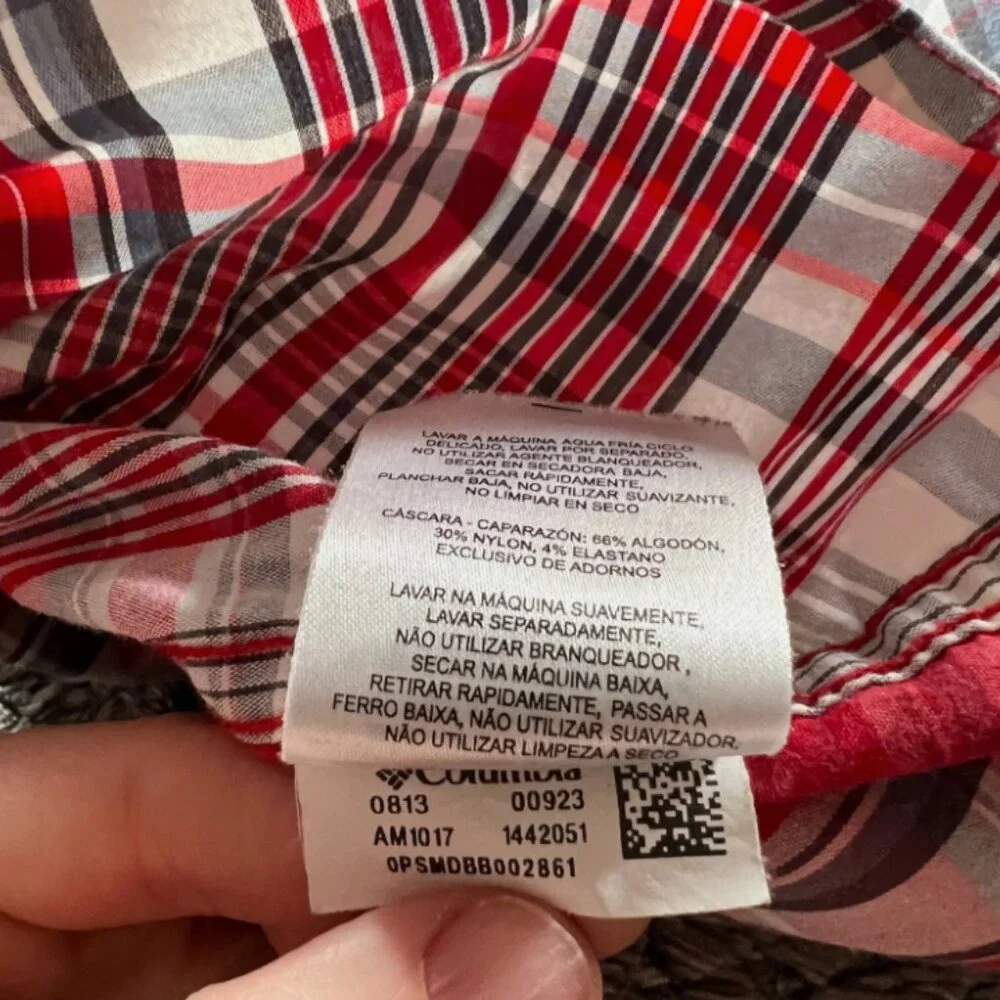 Columbia Shirt Mens XL Red White Omni-Wick Decoy Rock Fishing Hiking Pocket‎